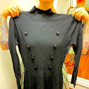 Jawbreaker black midi mock turtleneck dress